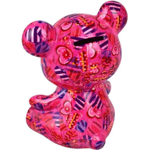 Tirelire - Toto l'ours - Rose coeur - Taille M - Pomme Pidou