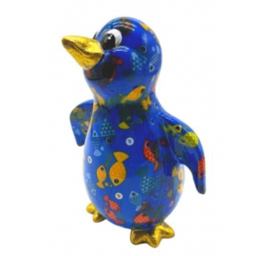 Tirelire - Paco le pingouin - Bleu aux motifs poissons - Taille M - Pomme Pidou