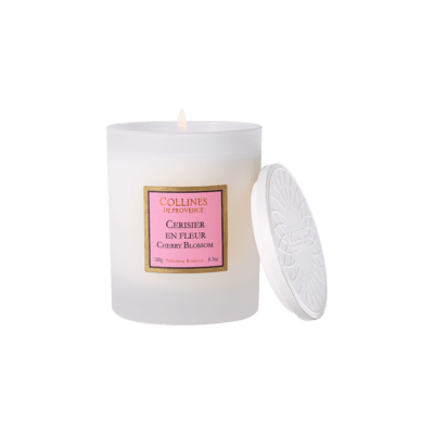 Bougie parfumée 180gr, senteur Cerisier en Fleur, de Collines de Provence - Gamme Les naturelles