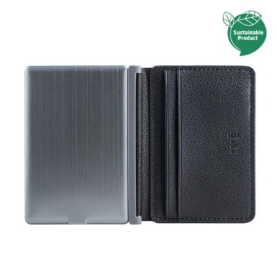 Porte-cartes à batterie intégrée - Iné Recycled Leather - Noir - Xoopar