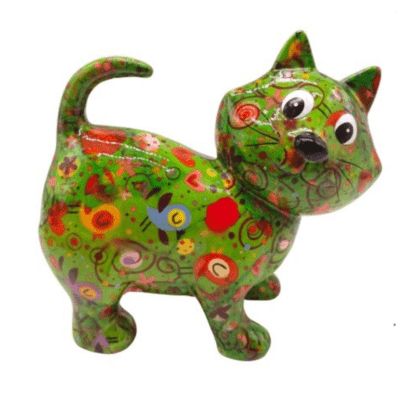 Tirelire - Kiki le chat - Vert et rouge- Taille M - Pomme Pidou
