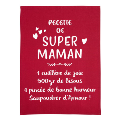 Torchon - Super maman - Rouge - 50 x 70 - Winkler