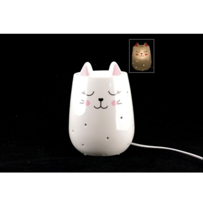 Lampe porcelaine - Chat - Faye Import