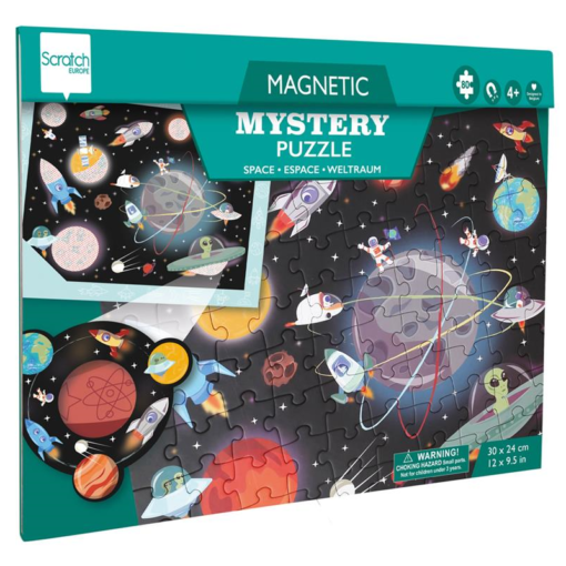 Puzzle magnétique 2 en 1 - Puzzle magnétique et jeu de recherche Mystery - Espace - Scratch Europe