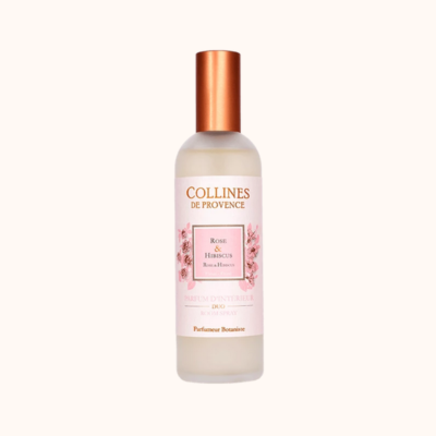 Parfum d'Intérieur 100 ml, gamme "Duos parfumés" - senteur "Rose et hibiscus", de Collines de Provence