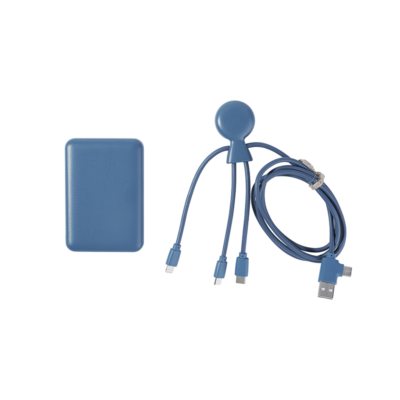 Mr Bio Pack Long - Batterie externe 5000 mAh et câble de charge - Plastique recyclé - Bleu - Xoopar