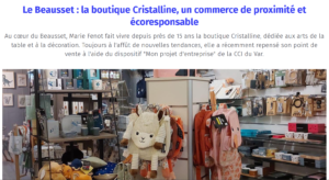 Article CCI Var, Cristalline boutique Ecoresponsable