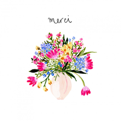 Carte double - Bouquet de fleurs - Merci - Louise Mulgrew - EA 16 - Phénicia