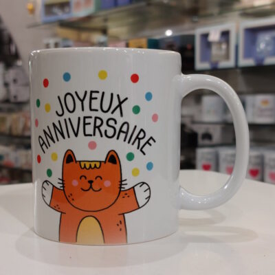 Mug en céramique - Joyeux anniversaire Chat - Derrière la porte FAB'