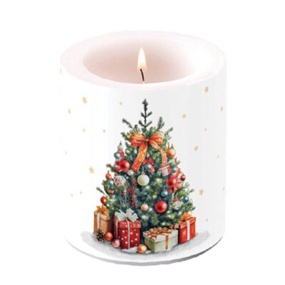 Bougie de Noël - Moyen format - Decorated Christmas tree - Ambiente Europe B.V