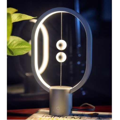 lampe magnétique et décorative led heng balance ellipse mini aluminium argent kubbick