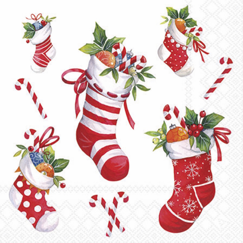 Serviettes papier - X-Mas stockings white - Ambiente