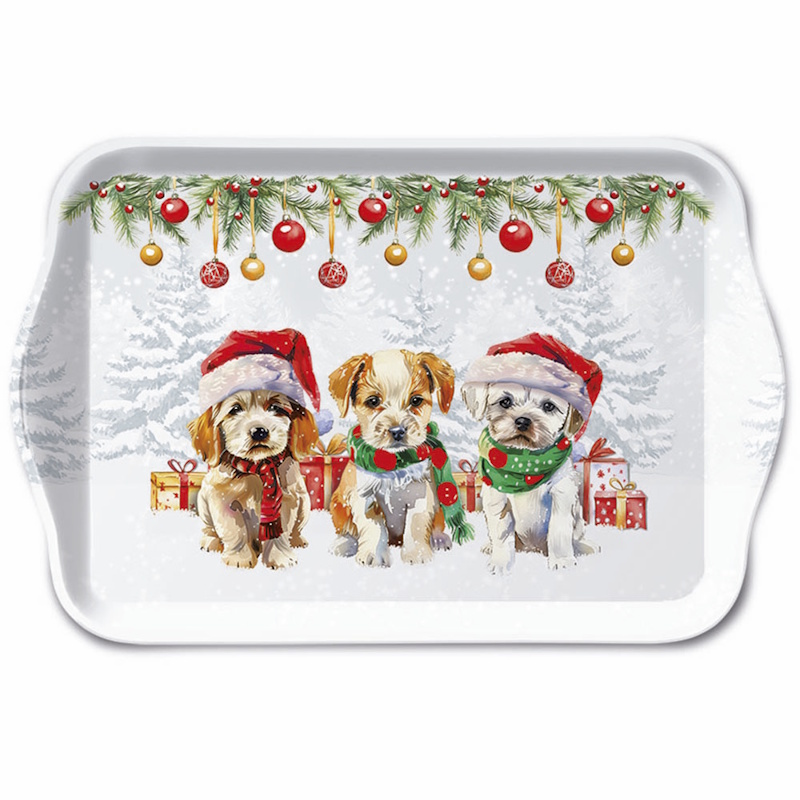 Plateau de Noël - 13 x 21 cm - Funny cute puppies - Ambiente Europe B.V