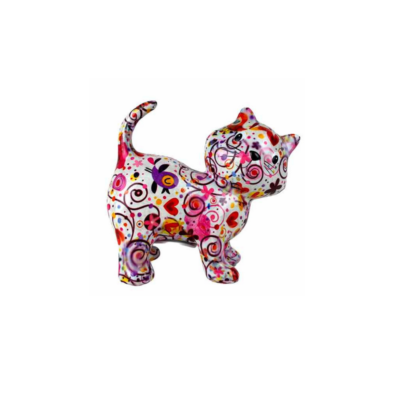 Tirelire - Kiki le chat - Blanc - Taille Standard 16 x 8,5 x 14,5 cm - Pomme Pidou