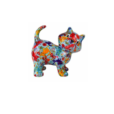 Tirelire - Kiki le chat - Taille Standard 16 x 8,5x 14,5 cm - Bleu - Pomme Pidou