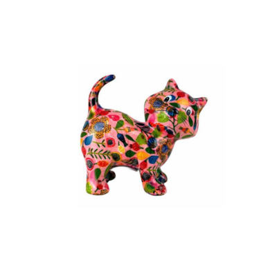 Tirelire - Kiki le chat - Taille Standard 16 x 8,5 x 14,5 cm - Fleuri - Pomme Pidou