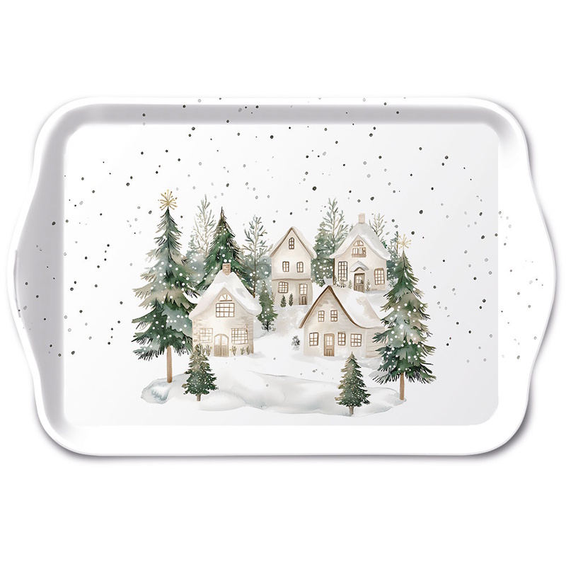 Plateau de Noël - 13 x 21 cm - Snowy houses - Ambiente Europe B.V