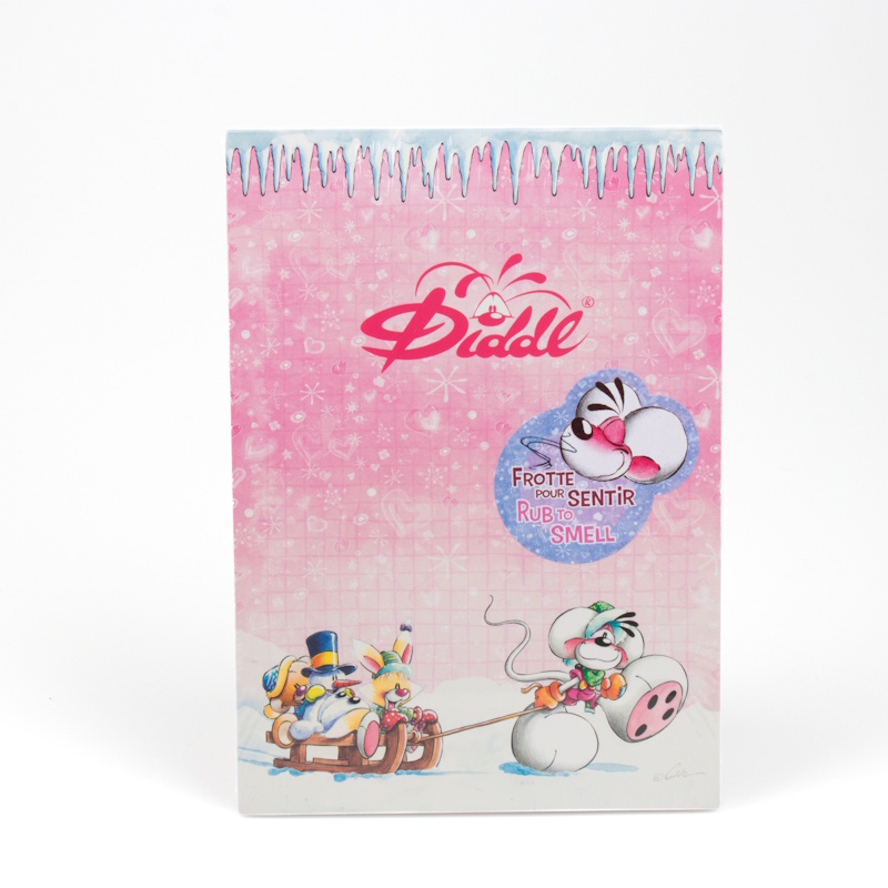 Diddl - Bloc notes parfumé - Format A5 - Senteur Barbe à papa - Diddl et ses amis - Collection Hiver